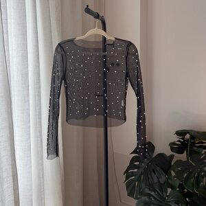 Elegant Black Sheer Top with Embellishments